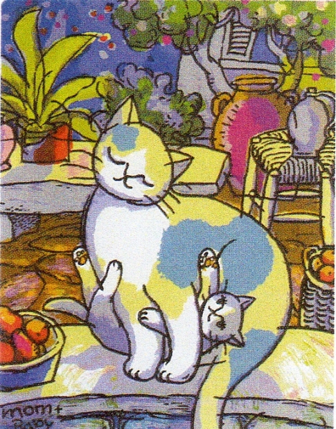 マイケル・ルーの絵画作品　タイトルは、マム&ベイビー